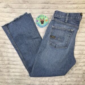 Ariat Rebar M4 Jeans Mens 32x30 Low Rise Boot Cut Raw Hem Knife Pocket Work Pant